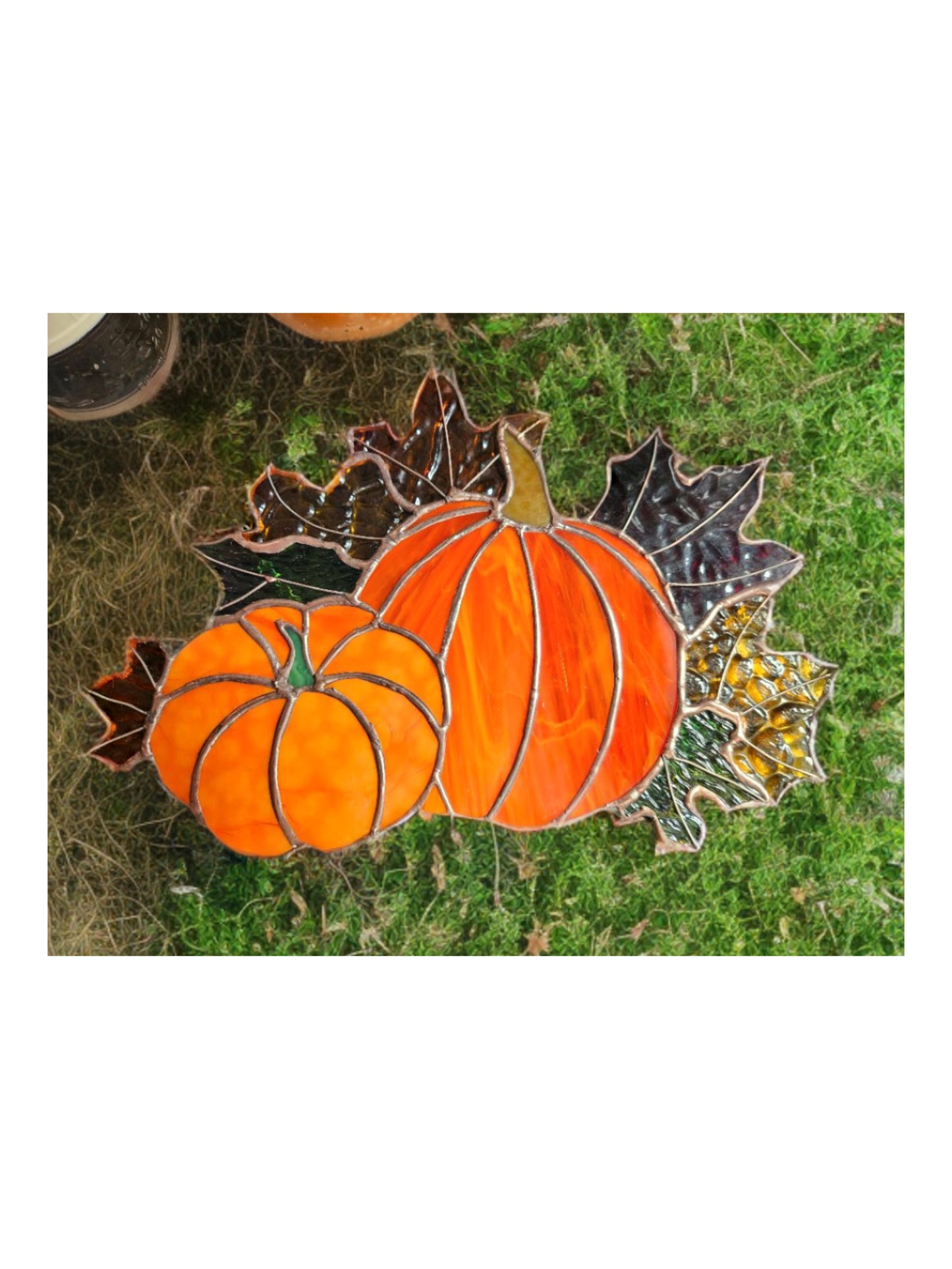 Pumpkins with leaves